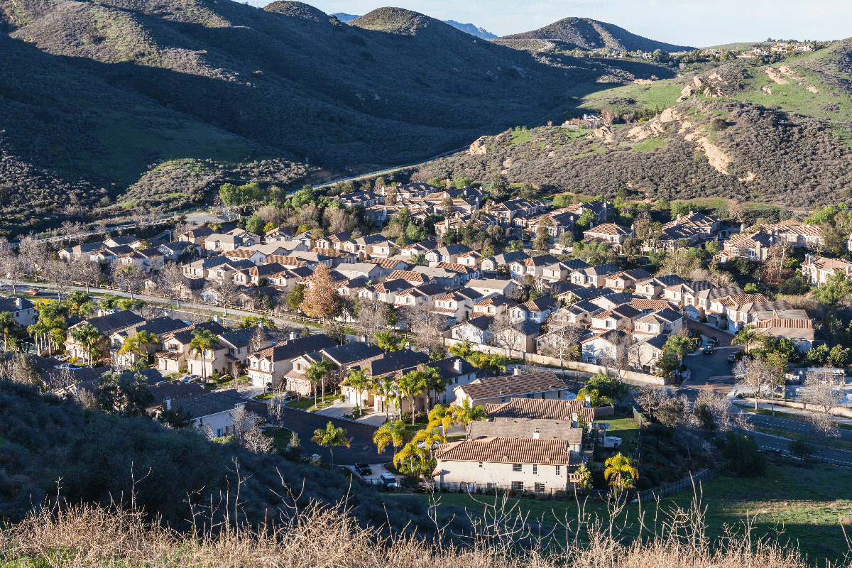 aerial view of houses on a village